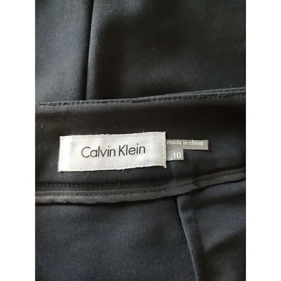 Calvin Klein Women's Size 10 Black Pencil Skirt Back Zipper 5 Snap Side Slit - Picture 7 of 8
